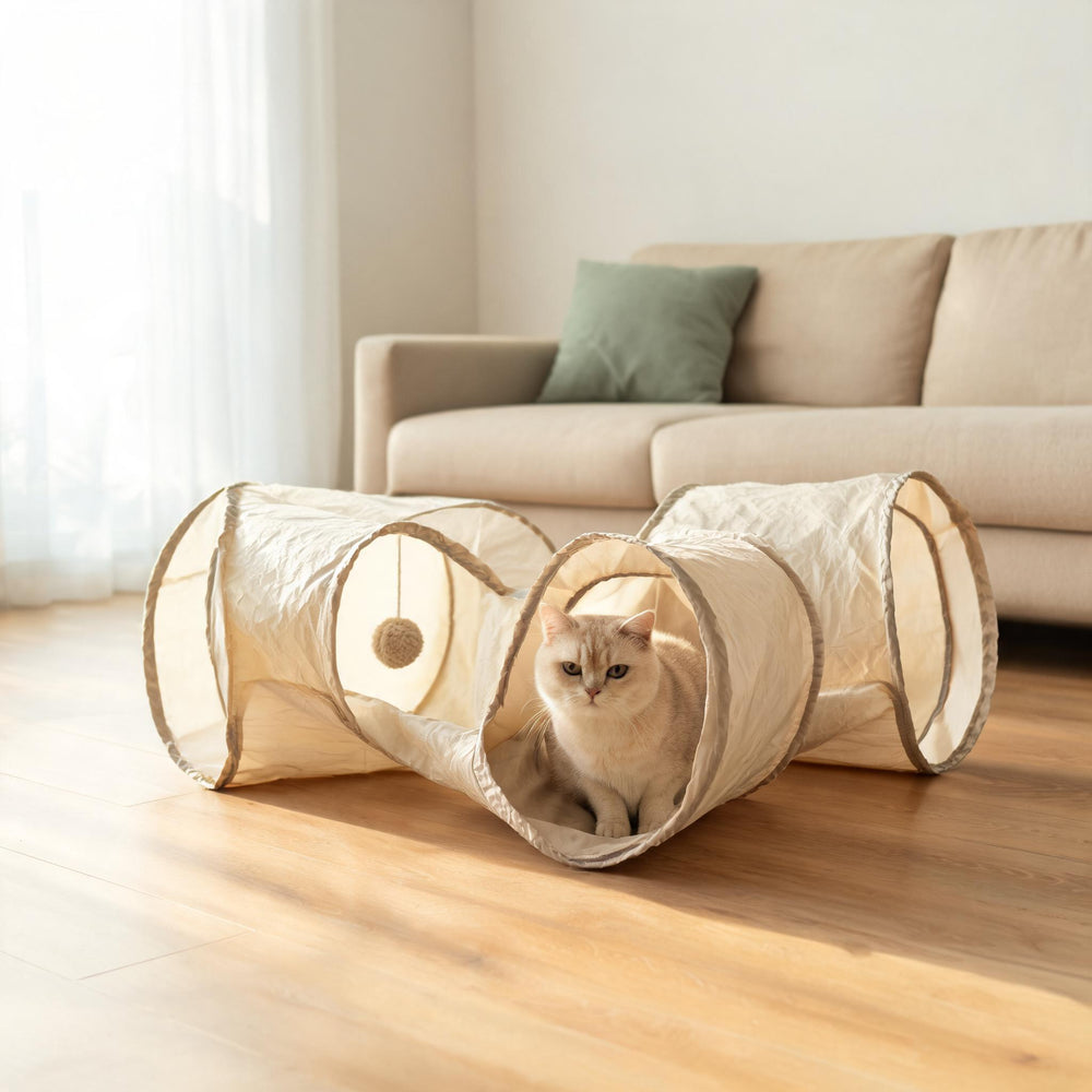 Collapsible Cat Play Tunnel (3-way, Crinkle) – product detail photo 2 of 4